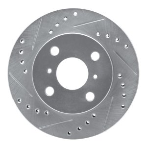 Toyota Yaris Brake Rotor (1) - Front Left - R1 Concepts - Drilled & Slotted - Silver - `99-`05